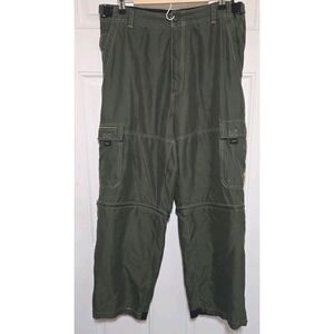 VTG WearFirst Pants Mens 36x30 Green Cargo Convertible Wide Leg Baggy Rave Y2K
